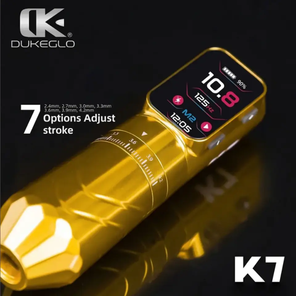 MÁQUINA DUKE K7 INALÁMBRICA STROKE AJUSTABLE DORADA 1