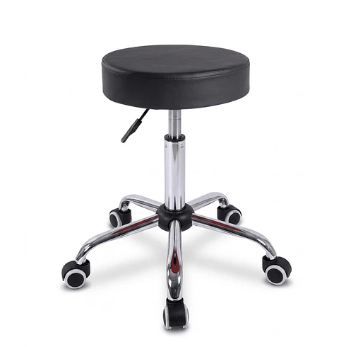 TABURETE BASE CROMADA NEGRO