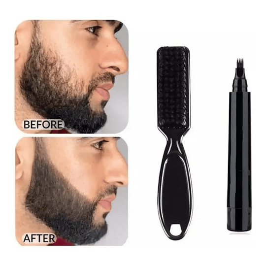 Set De Lápiz Marcador Para Rellenar Barba - Lápiz Y Cepillo 