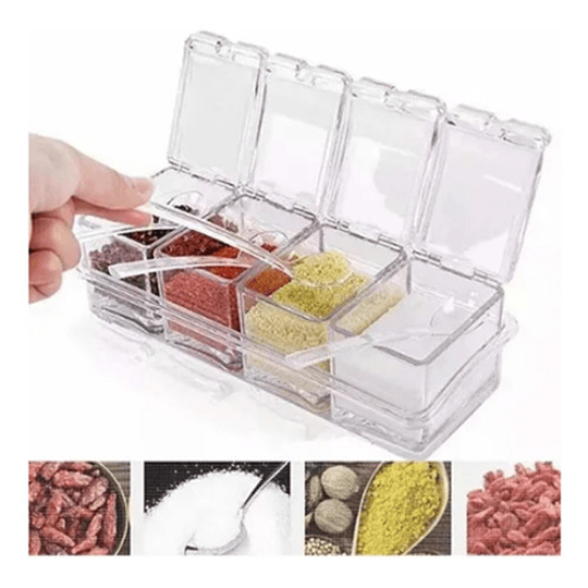 Set 4 Condimentero Recipiente Para Especies Cocina Color Transparente