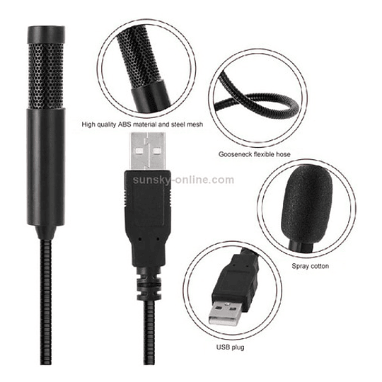 Micrófono De Grabación Profesional Mini Usb Yanmai Sf-558 Color Negro