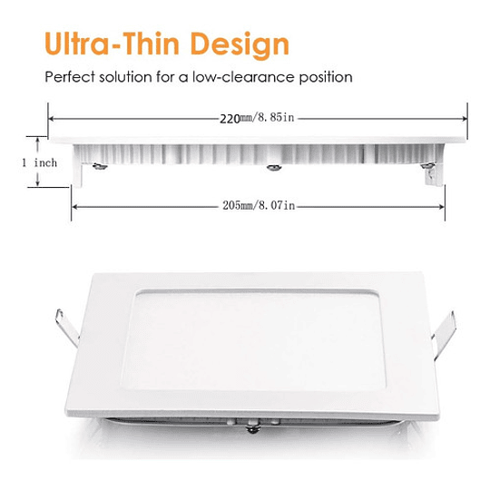 Foco Panel Led 18w Embutido Cuadrado Luz Fría Lampara Techo