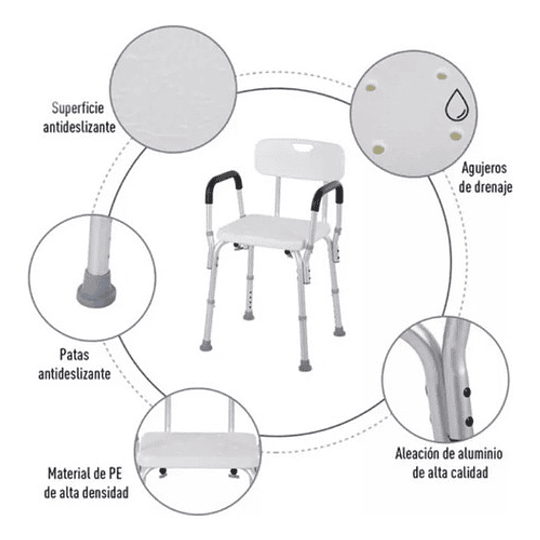 Silla Ducha Con Reposabrazos Y Respaldo Hoso