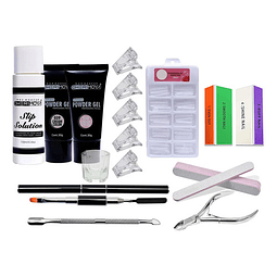 Kit De 2 Polygel+solucion+moldes Dual+lima+repujador+pincel