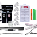 Kit De 2 Polygel+solucion+moldes Dual+lima+repujador+pincel