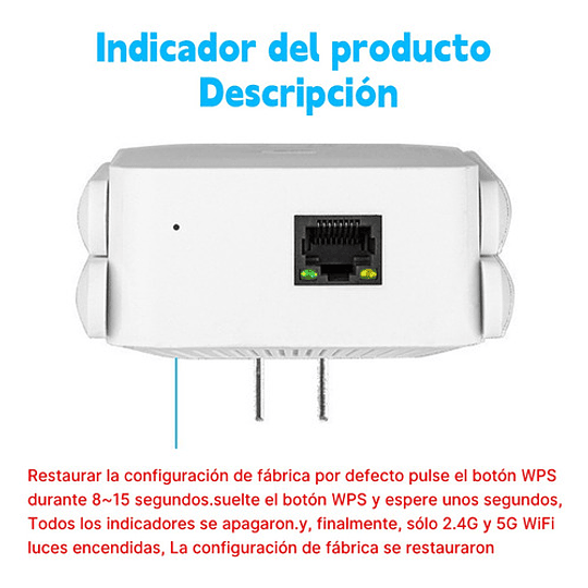 Repetidor Wifi 5g 2.4g Fácil Instalación Compatible Al Cien