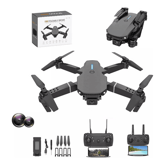 Dron Fpv Con Cámara 4k Wifi Profesional +2batería Recargable Color Negro