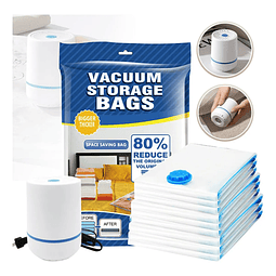 8 Bolsas Organizadoras Al Vacio Con Bomba Electrico 3 Tamaño