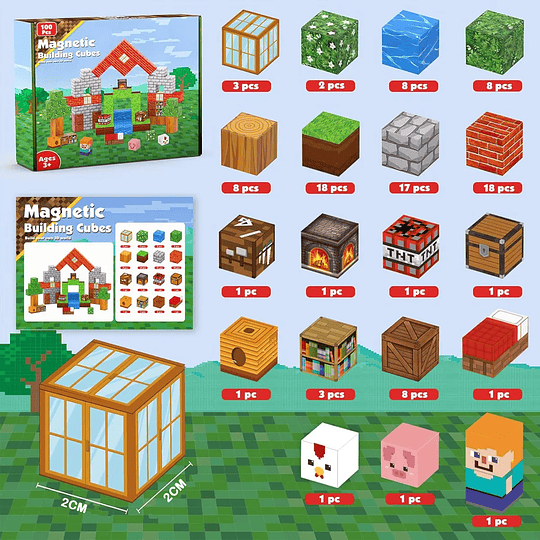 Set De Bloques de Construcción Magnético Hoso 100pcs