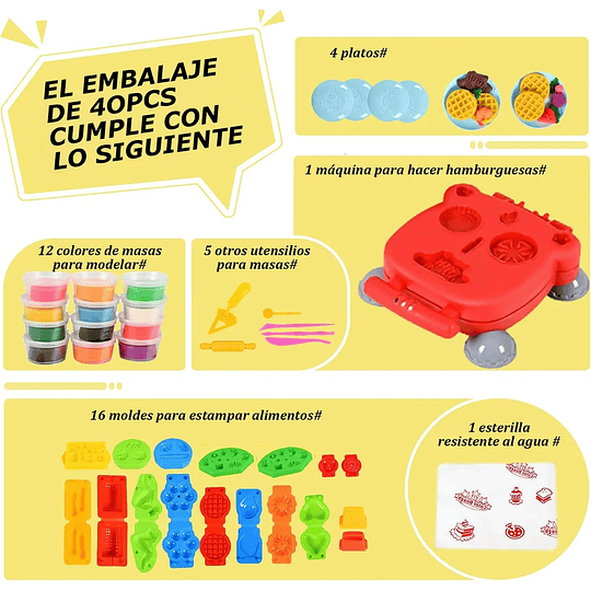 Juego de Plastilina Set Hamburguesa Masa de colores