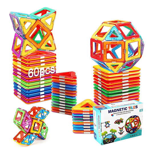 Set De Bloques Magnéticos Construcción 60pcs
