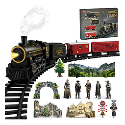 Pista De Tren Auto Juguete Para Niño Efectos De Vapor Y Luz