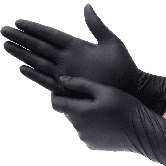  100 Guantes De Nitrilo Negros Dedos Texturizados S M L XL