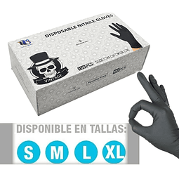  100 Guantes De Nitrilo Negros Dedos Texturizados S M L XL