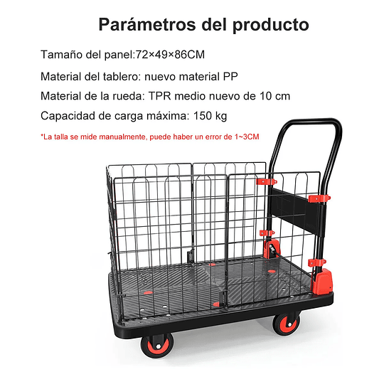 Yegua Carga Con Plataforma Plegable Jaula Extraíble 300kg