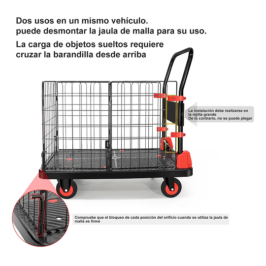 Yegua Carga Con Plataforma Plegable Jaula Extraíble 300kg