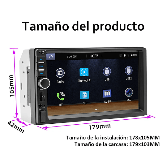 Radio Para Auto Con Pantalla Bluetooth Carplay Mp5 Usb