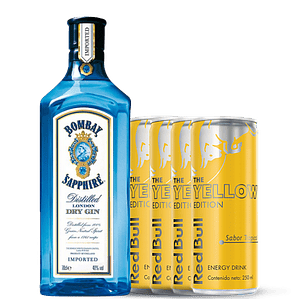 Pack Gin Bombay + Four Pack Tropical Red Bull 250ml
