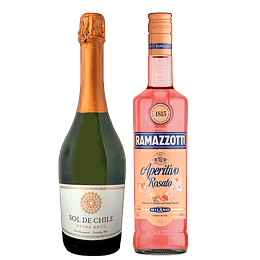 Pack Ramazzotti - Sol de Chile: Ramazzotti Rosato 700cc + Espumante Sol de Chile Extra Brut 750cc