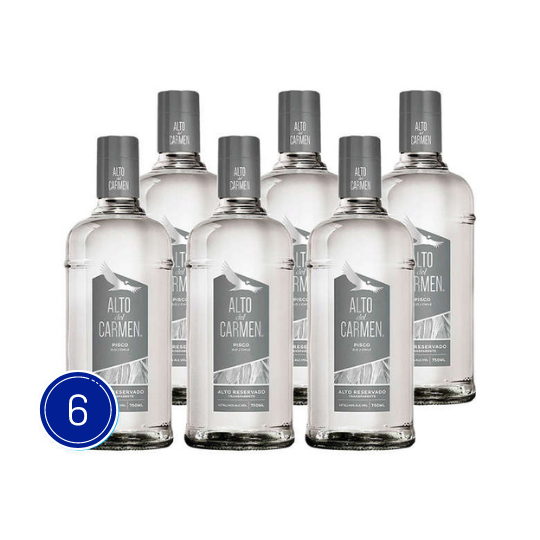 3x Pisco Alto Del Carmen Transparente 40º 750cc