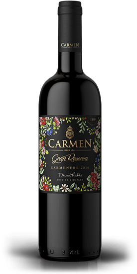 3x Vino Carmen Reserva Frida Kahlo Carmenere 13° 750cc