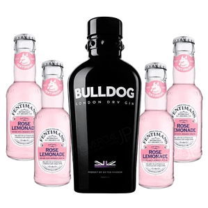 PACK GIN BULLDOG 1L + 4X AGUA TONICA FENTIMANS ROSE.