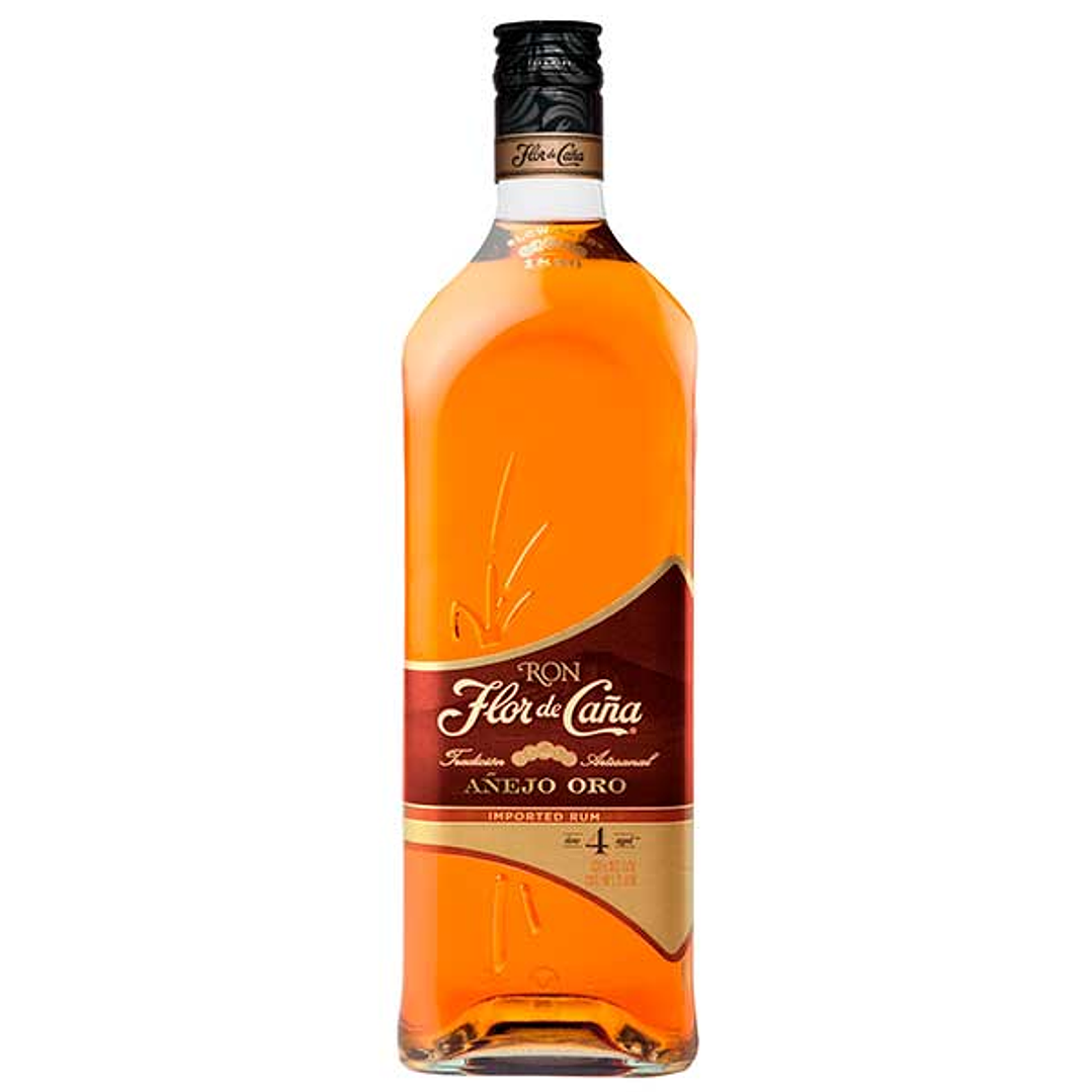 RON FLOR DE CAÑA 4 AÑOS AÑEJO ORO 37,5° 1L 1