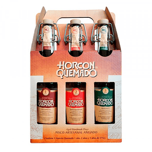 PACK DE 3 PISCOS HORCON QUEMADO MIX. 35º + 40º + 46º 375cc