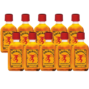 Pack x10 Whisky Fireball Cinnamon 33° Miniatura 50cc