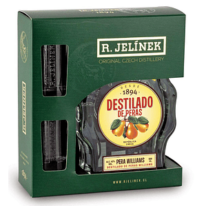 Pack Destilado de Peras R. Jelinek 42° 500cc + 2 Vasos