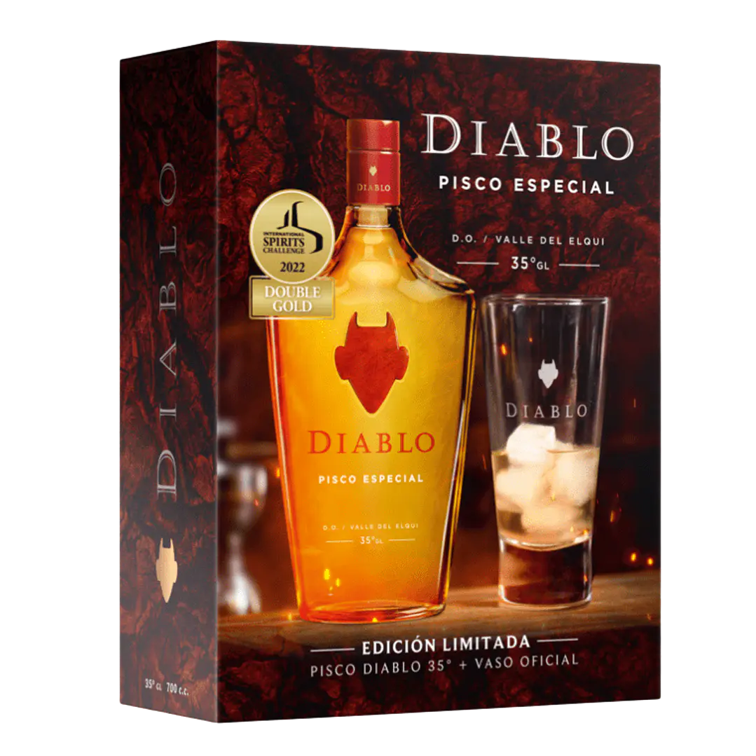 PACK PISCO DIABLO 35° 700cc  + VASO  1