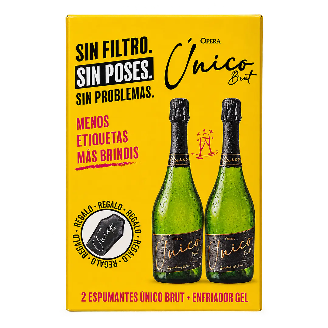 Pack 2 Espumantes Único Brut 750cc + Enfriador Gel 1
