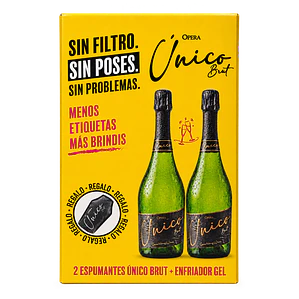Pack 2 Espumantes Único Brut 750cc + Enfriador Gel