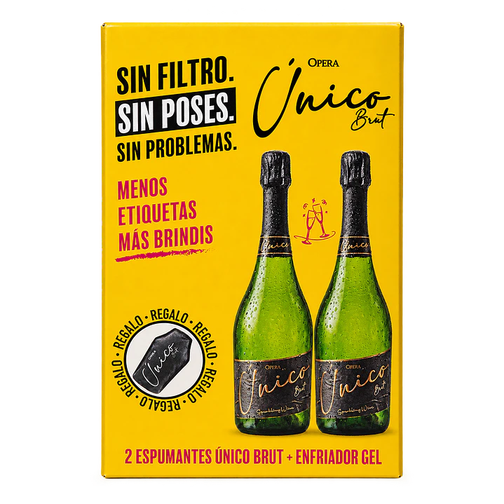 Pack 2 Espumantes Único Brut 750cc + Enfriador Gel 1