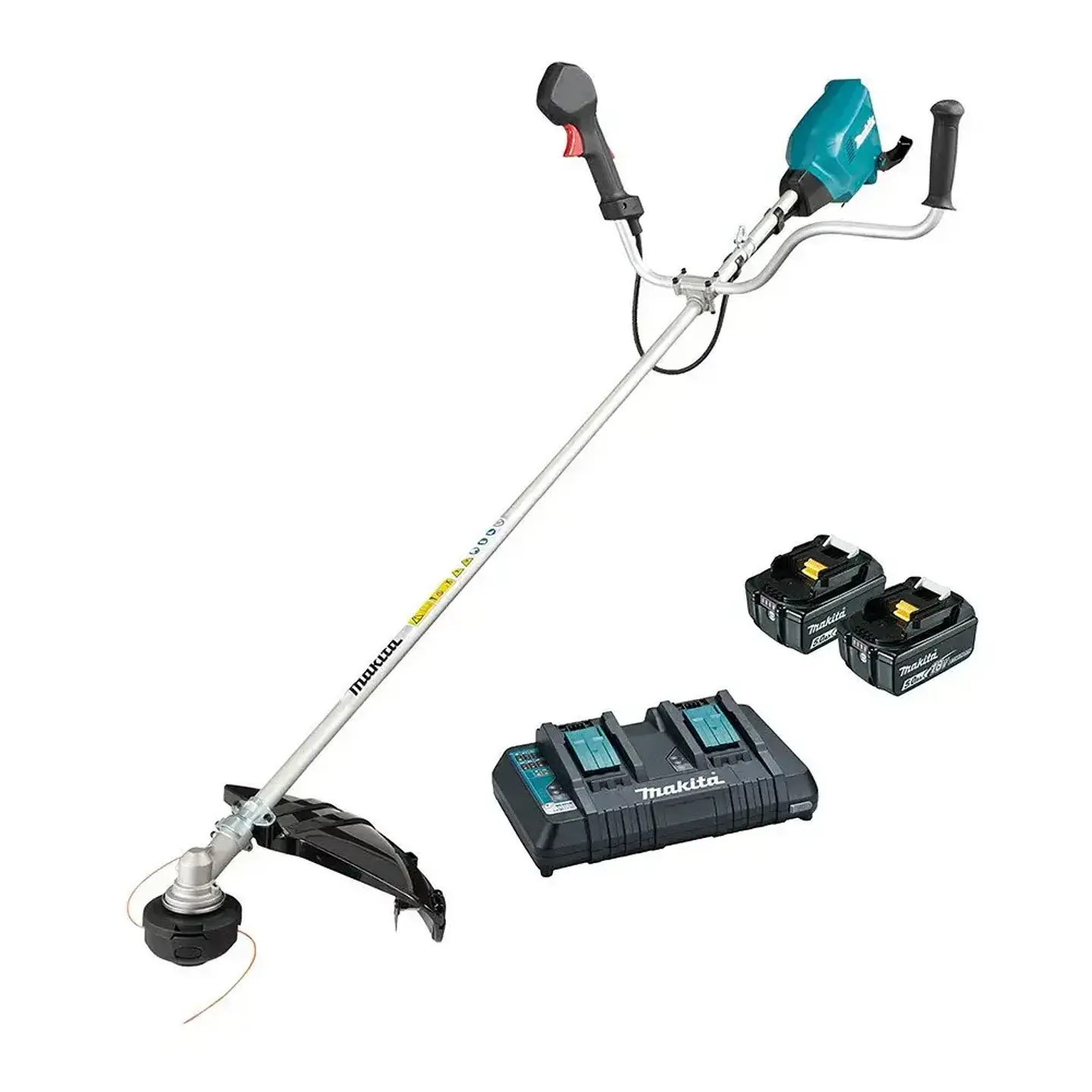 DESMALEZADORA 18V + 2 BATERIAS 18V 5.0AH + CARGADOR DOBLE RAPIDO MAKITA DUR369APT2 1