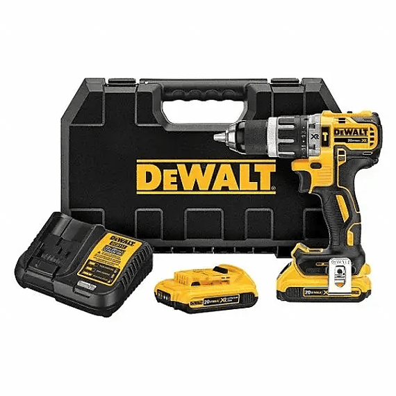 TALADRO PERCUTOR 20V XR + 2 BATERIAS 20V + CARGADOR DEWALT DCD796D2