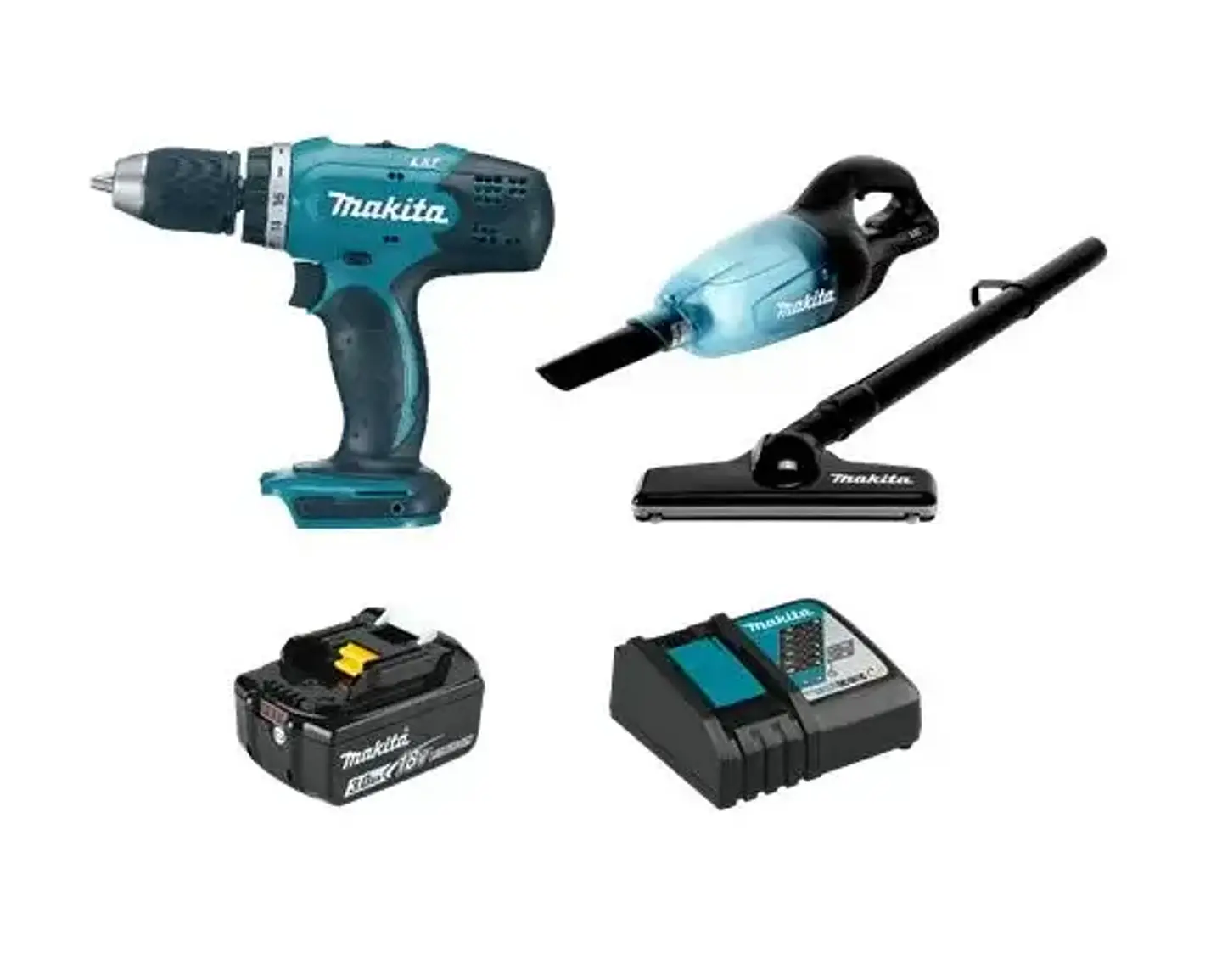 KIT TALADRO INALAMBRICO DDF453Z CON ASPIRADORA INALAMBRICA DCL180Z + 1 BATERIA 18V 3.0AH + CARGADOR MAKITA  1