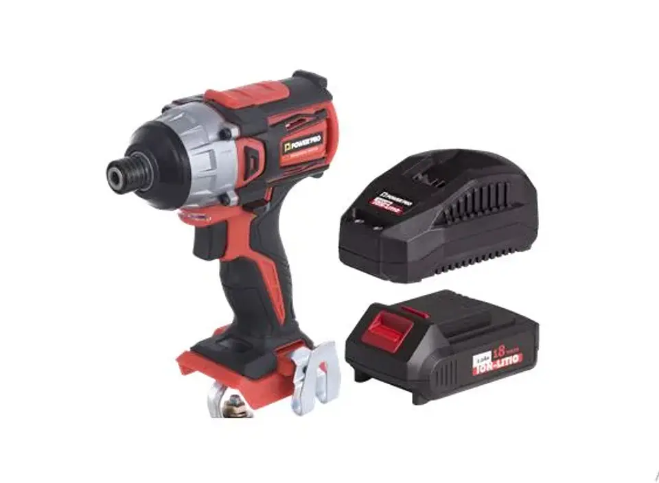 ATORNILLADOR DE IMPACTO INALAMBRICO 18V POWER PRO 65ID + 1 BATERIA 18V 2.0AH + CARGADOR 1