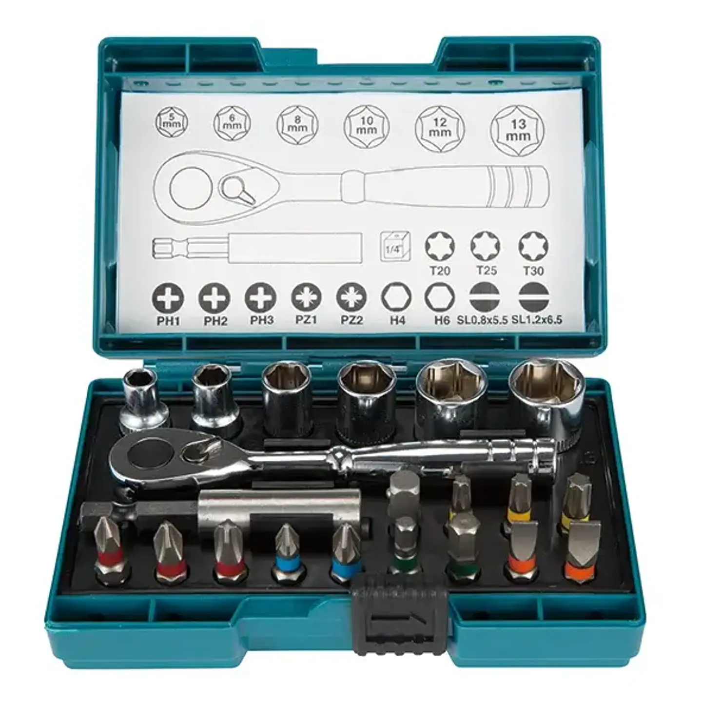 SET PUNTAS Y LLAVES 21 PZS MAKITA 1