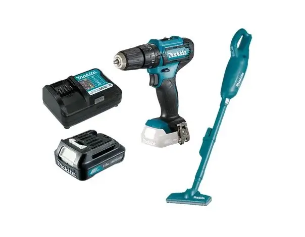 KIT ASPIRADORA INALAMBRICA 12V CL106FDZ + TALADRO INALAMBRICO 12V HP333DWYX3 + 1 BATERIAS 12V 1.5AH + CARGADOR