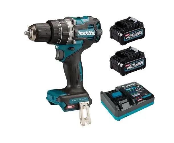TALADRO PERCUTOR INALAMBRICO 40V + 2 BATERIAS 40V 2.0AH + CARGADOR SIMPLE 40V MAKITA HP002GA201
