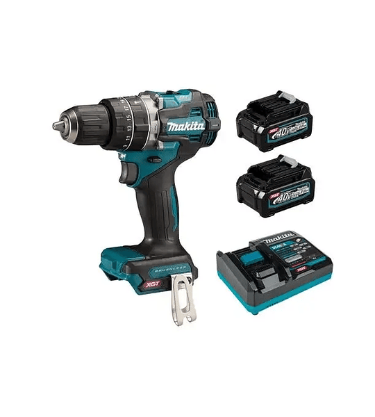 TALADRO PERCUTOR INALAMBRICO 40V + 2 BATERIAS 40V 2.0AH + CARGADOR SIMPLE 40V MAKITA HP002GA201