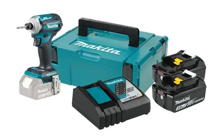 ATORNILLADOR DE IMPACTO 18V + 2 BATERIAS 18V 3.0AH + CARGADOR DC18RC + MALETA MAKPAC MAKITA DTD171RFJ