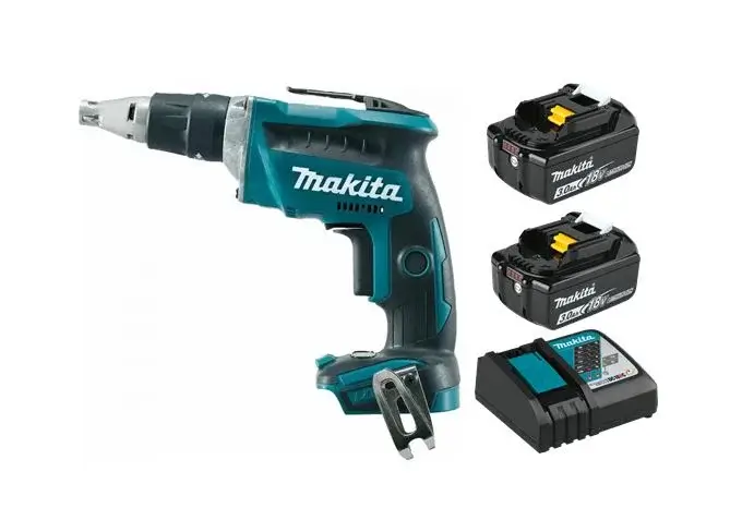ATORNILLADOR INALAMBRICO 18V + 2 BATERIAS 18V 3.0AH + CARGADOR RAPIDO MAKITA DFS452RFE