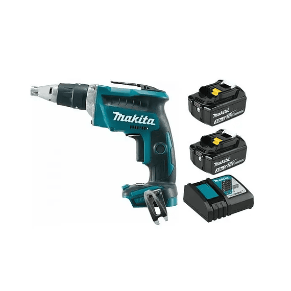 ATORNILLADOR INALAMBRICO 18V + 2 BATERIAS 18V 3.0AH + CARGADOR RAPIDO MAKITA DFS452RFE