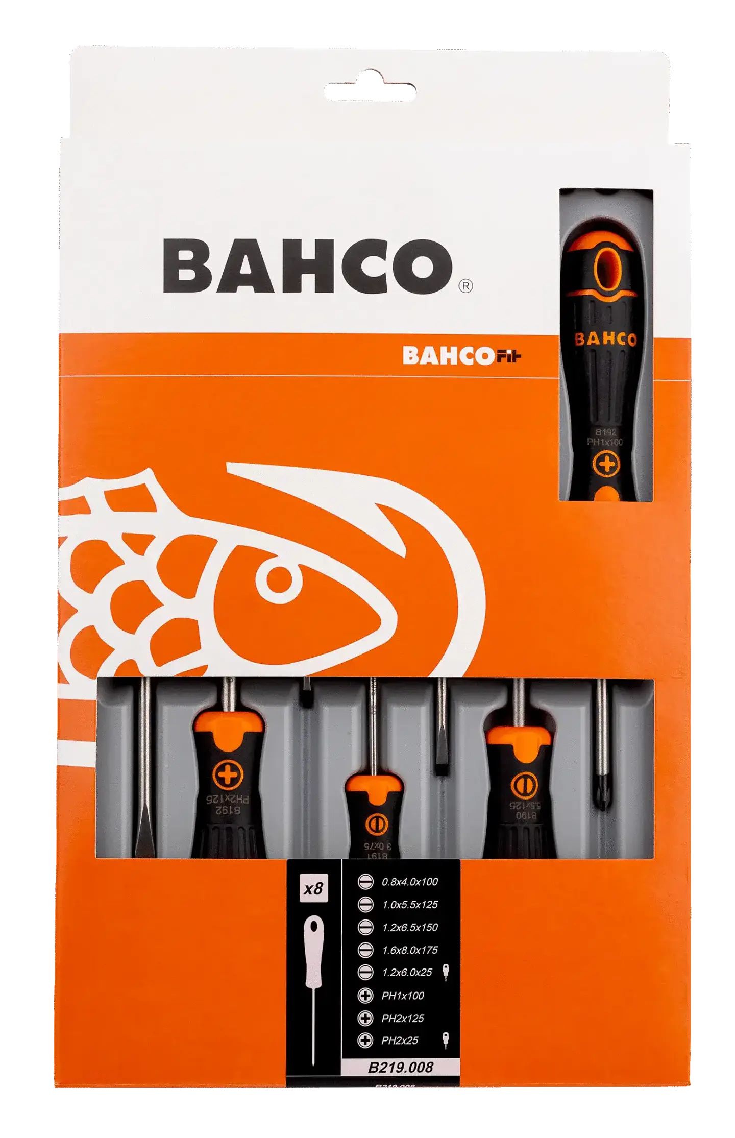 JUEGO DE DESTORNILLADORES RANURADOS/PHILLIPS BAHCOFIT CON MANGO DE GOMA (8 PIEZAS) 2