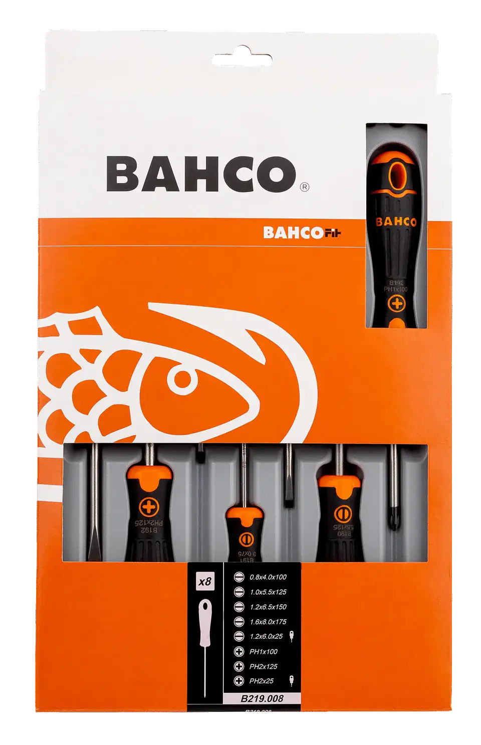 JUEGO DE DESTORNILLADORES RANURADOS/PHILLIPS BAHCOFIT CON MANGO DE GOMA (8 PIEZAS) 2