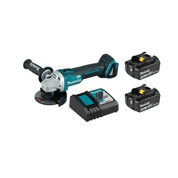 ESMERIL ANGULAR 4-12 - 8.500 RPM + 2 BATERIAS 18V 3.0AH + CARGADOR DGA454RFE MAKITA