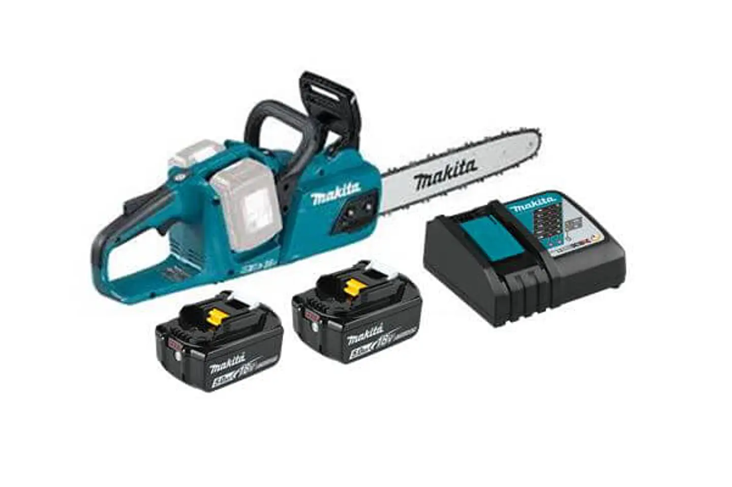 KIT ELECTROSIERRA 18V MAKITA + 2  BATERIAS 18V 5.AH + 1 CARGADOR RAPIDO DUC353PT2 1