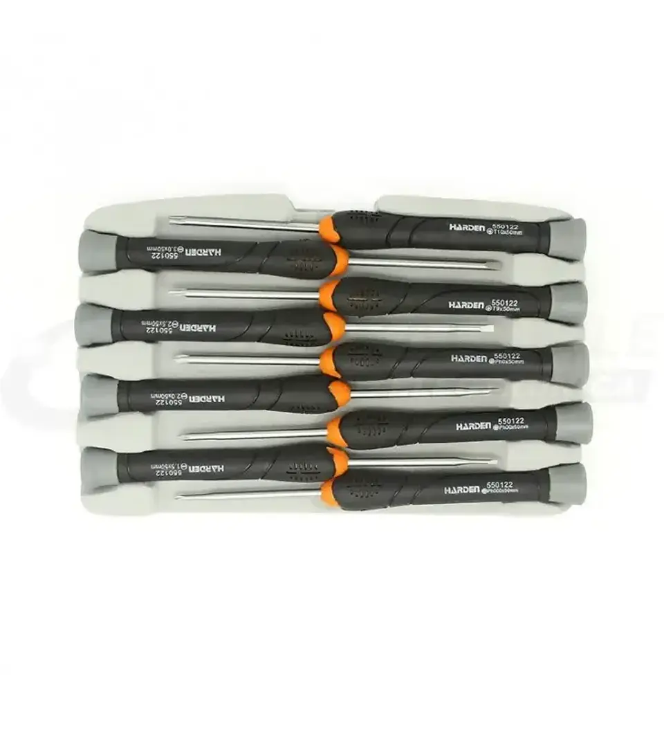 KIT DESTORNILLADORES 9 PIEZAS CRUZ, PALETA Y TORX HARDEN 1